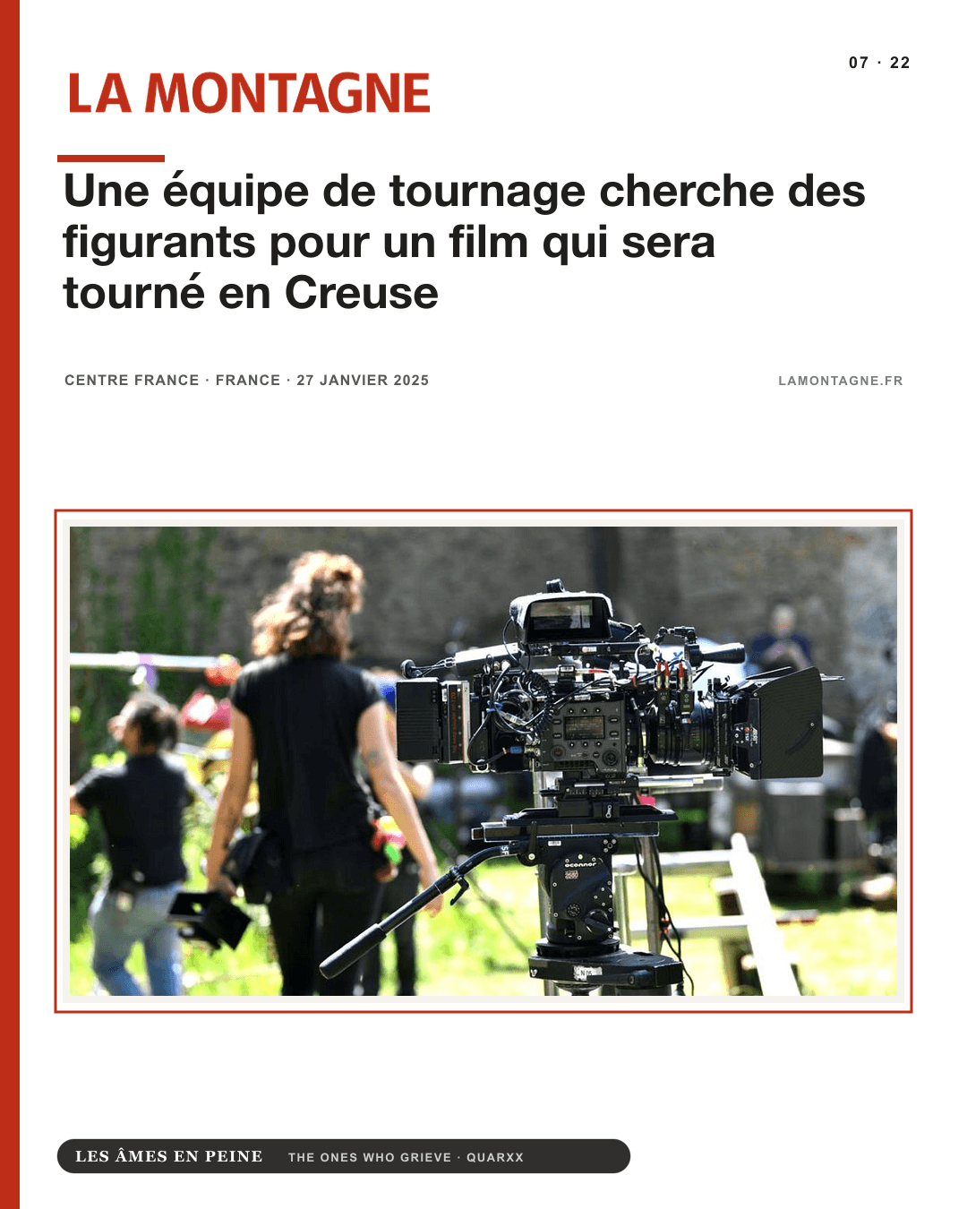 La Montagne — Une équipe de tournage cherche des figurants pour un film qui sera tourné en Creuse