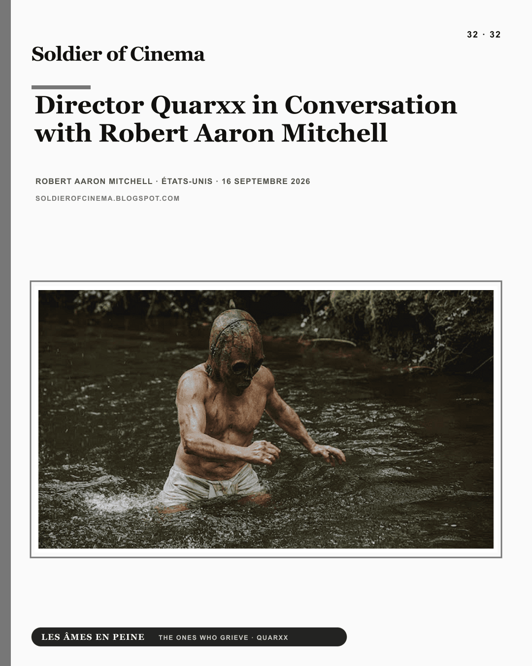 Soldier of Cinema — FANTASTIC FEST 2026 THE ONES WHO GREIVE: Director Quarxx in Coversation with Robert Aaron Mitchell