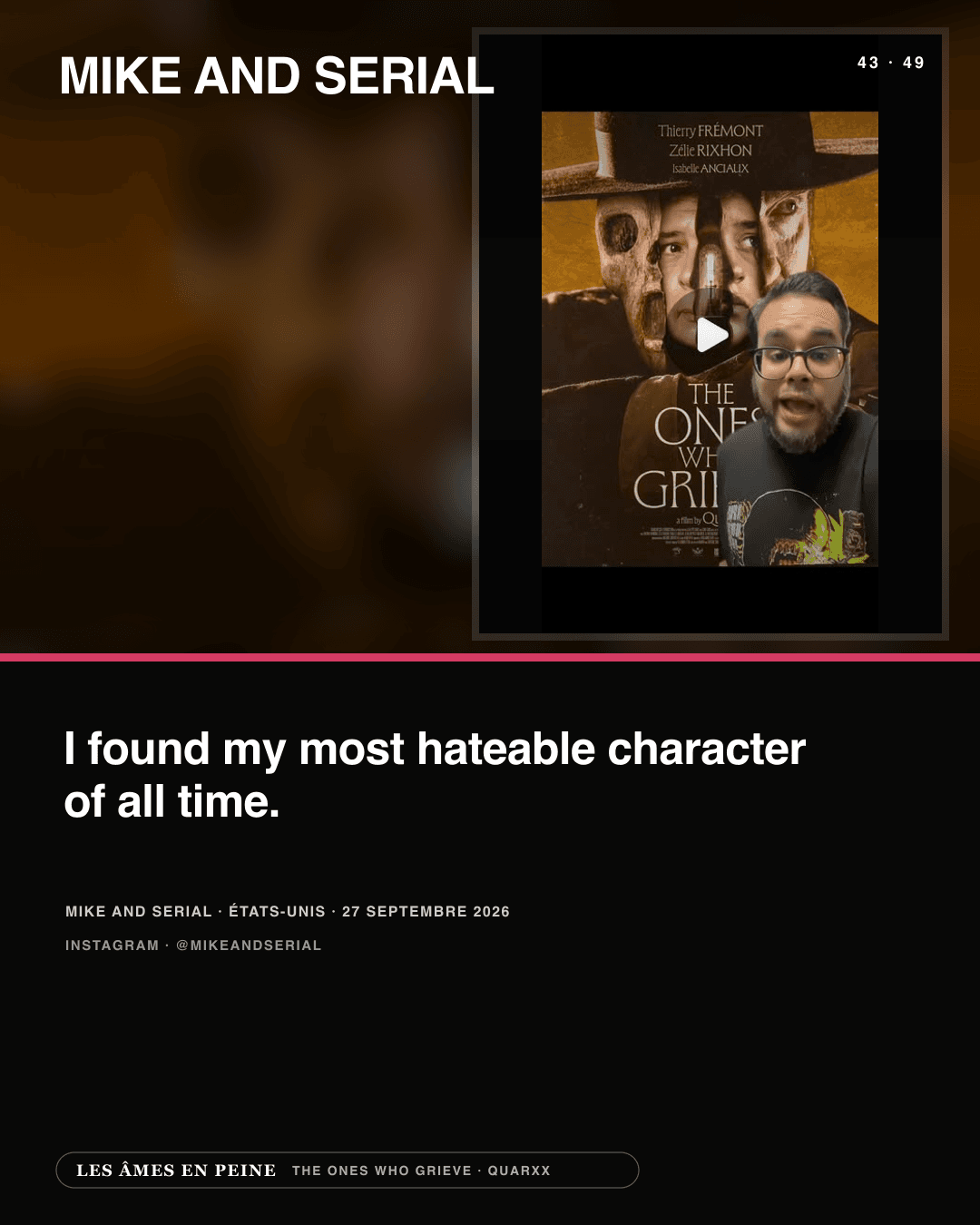 Mike and Serial (@mikeandserial) — The Ones Who Grieve — critique vidéo à Fantastic Fest