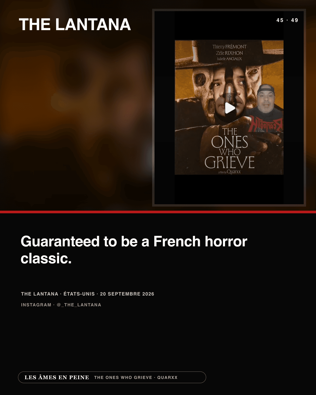 The Lantana (@_the_lantana) — The Ones Who Grieve — « An outstanding French horror classic »
