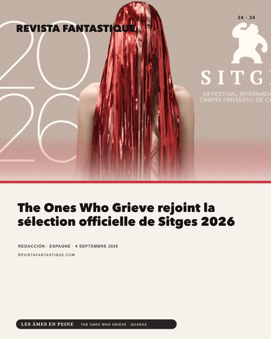 Revista Fantastique — The Ones Who Grieve rejoint la sélection officielle de Sitges 2026